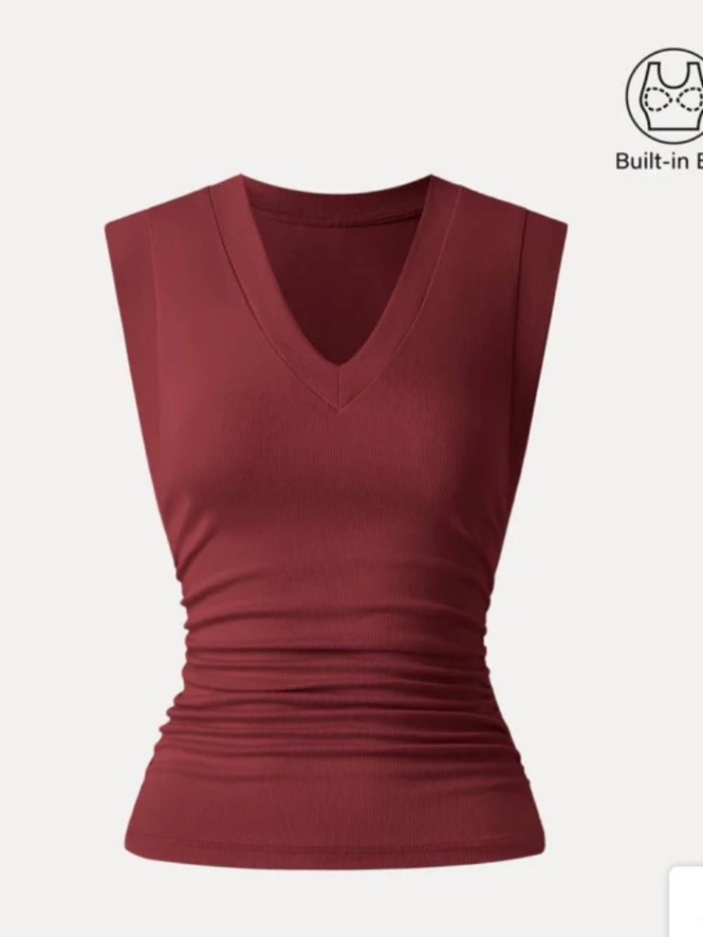OGL Ribbed Ruched Bra Top Red NWT Stretch